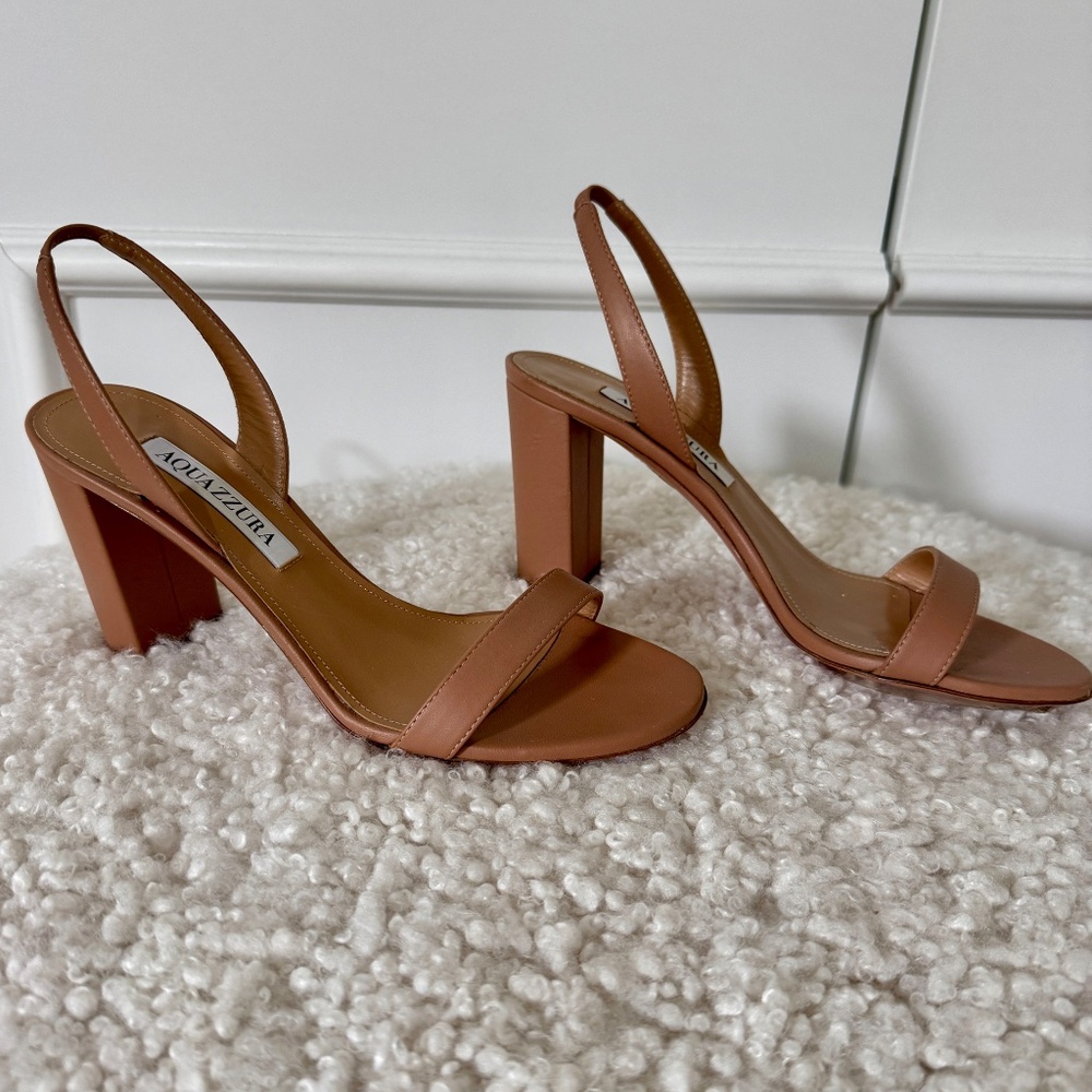 RARE Aquazzura So Nude Block Sandal 85 – Nude – Size 36.5 – Worn Once - Picture 4 of 9